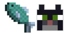 Minecraft Fish and Tuxedo Cat Cursor