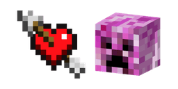 Minecraft Heart with Arrow and Pink Creeper Cursor