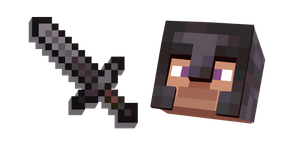 Minecraft Netherite Sword and Netherite Armor Steve Curseur