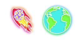 Colourful Comet and Earth Neon Cursor