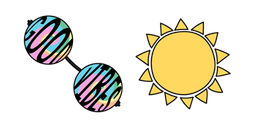 VSCO Girl Round Sunglasses and Sun Cursor