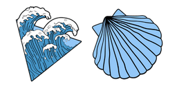 VSCO Girl Ocean Waves and Shell Cursor
