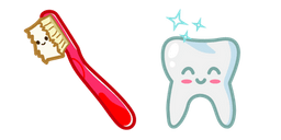 Cute Toothbrush and Tooth Cursor