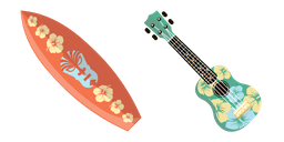 VSCO Girl Hawaii Surfboard and Ukulele Cursor