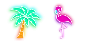Palm Tree and Flamingo Neon Cursor