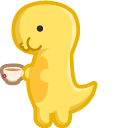 Cute Dino with Cup of Tea