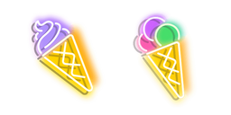 Purplish Yellow and Colourful Ice Cream Neon Curseur
