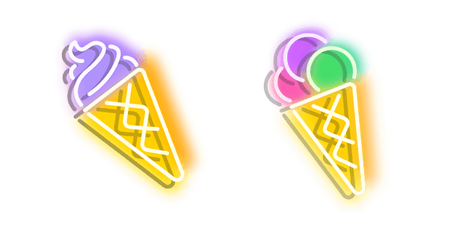 Purplish Yellow and Colourful Ice Cream Neon Cursor