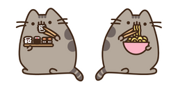 Pusheen Eating Sushi and Ramen Noodles Cursor