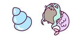 Pusheen Mermaid and Shell Cursor