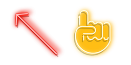 Red Arrow and Yellow Pointer Hand Neon Cursor
