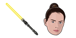 Star Wars Rey Skywalker and Yellow Lightsaber Cursor