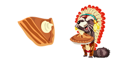 Thanksgiving Day Raccoon and Pumpkin Pie Cursor