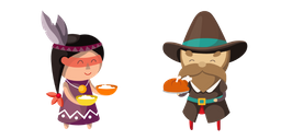 Thanksgiving Day Indian and Pilgrim Cursor