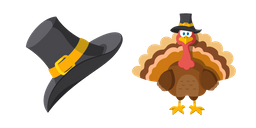 Thanksgiving Day Pilgrim Hat and Turkey Cursor