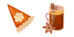 Thanksgiving Day Pumpkin Pie and Tea Cursor