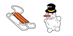 VSCO Girl Winter Sled and Snowman Cursor